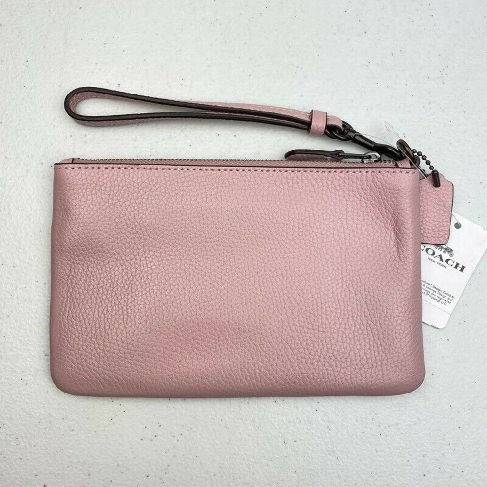Coach Polished Pebble Leather Small Wristlet Pink - Picture 2 of 9